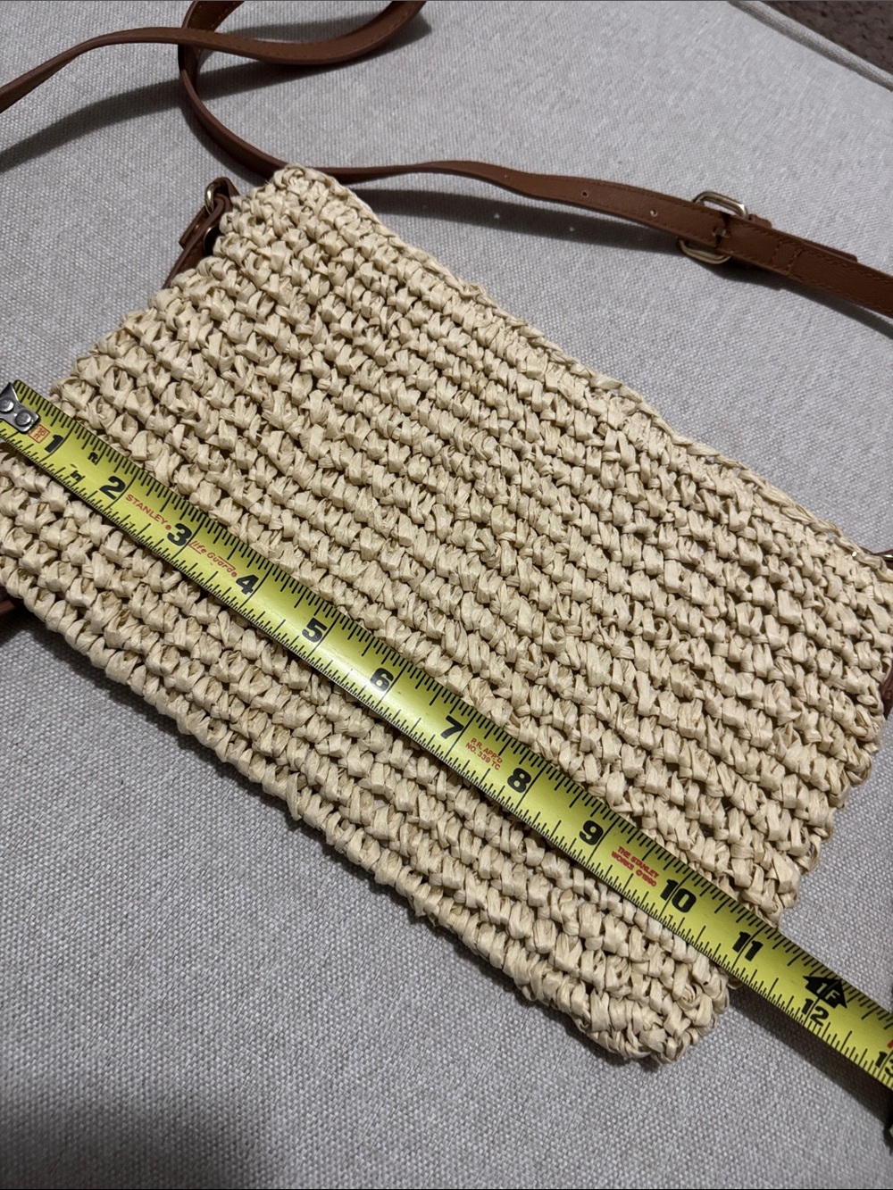 NWOT INC Brand Crossbody/Wristlet-Woven Paper-Faux Leather Trim-Brown/Natural - Picture 8 of 16